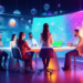 An imaginative digital workspace featuring a diverse group of marketing professionals brainstorming and mapping out inbound lead generation strategies on a futuristic, interactive holographic display.