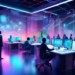 Create a digital artwork of a futuristic office setting where advanced AI robots and diverse group of professionals are collaboratively analyzing glowing holographic data streams, symbolizing potentia